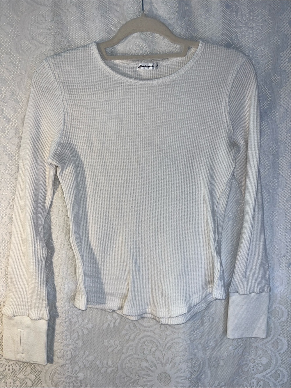 Morhuduck White Waffle Knit Long-Sleeve Thermal M
